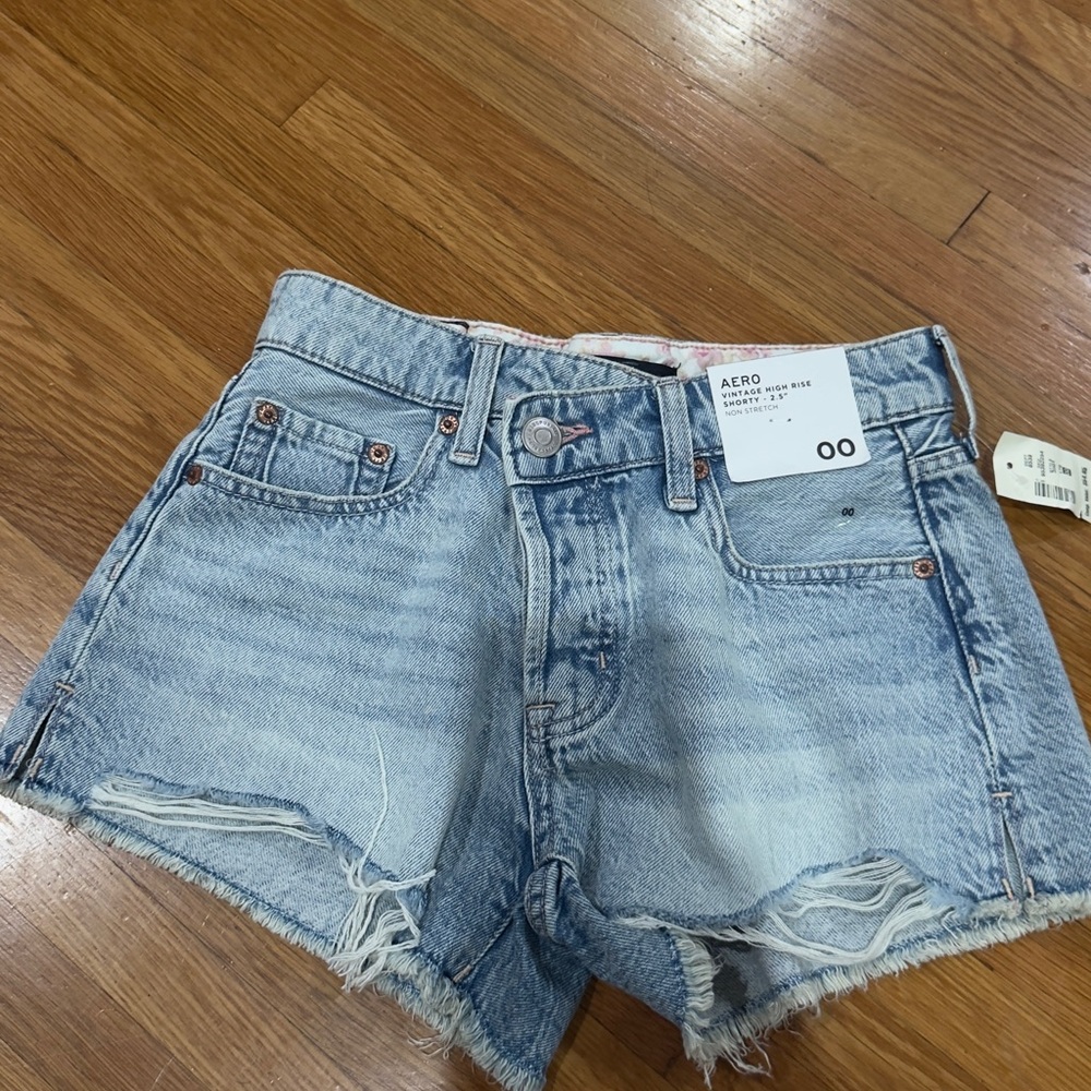 Aeropostale Denim Vintage High-Rise Women’s Shorty Shorts - Light Blue